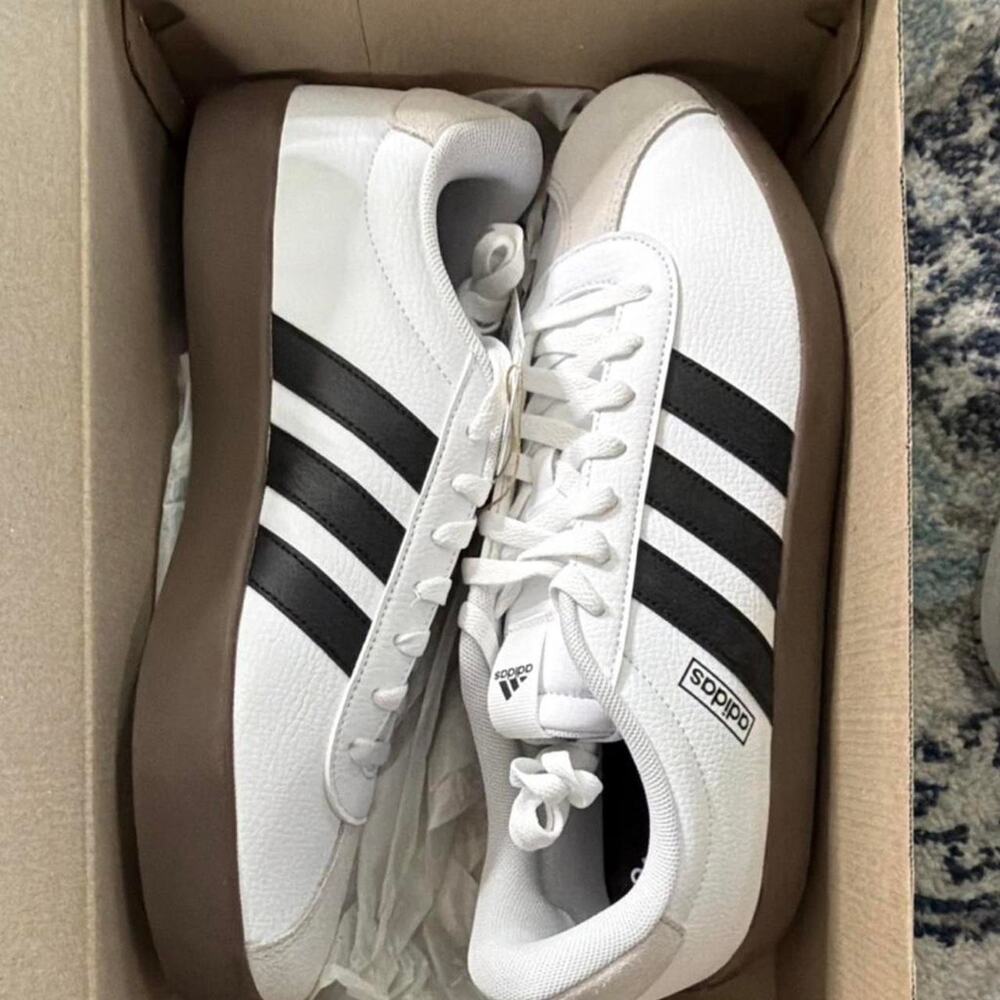 Adidas white and black trainers